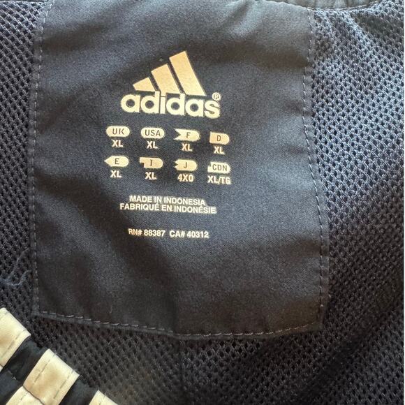 Mens Adidas Navy Blue XL Straight Track Pants Elastic Waist Pockets - Picture 2 of 13